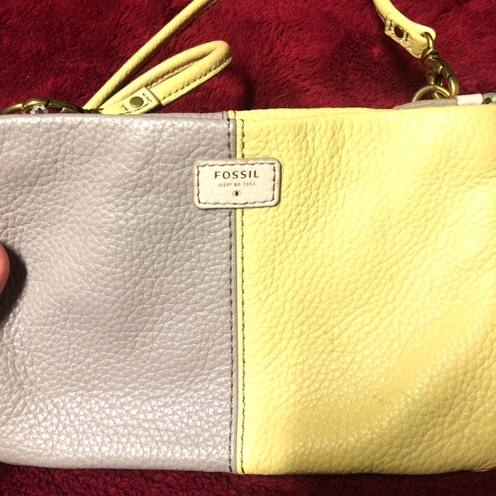 Fossil small yellow and tan purse